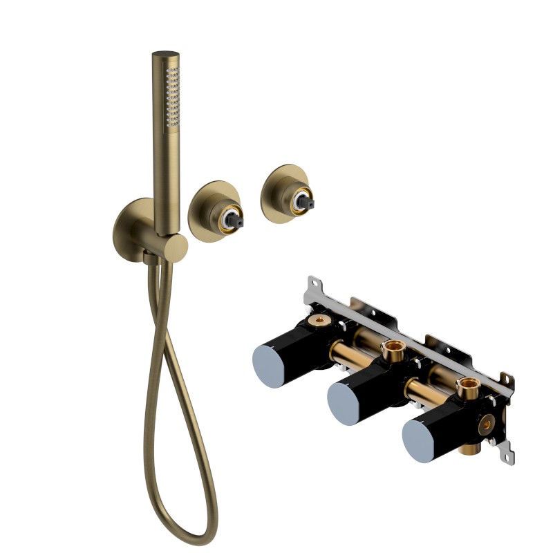 ULTRAMIX tělo podomítkové sprchové/vanové baterie s ruční sprchou, 2 výstupy, zlato mat UT045G-1