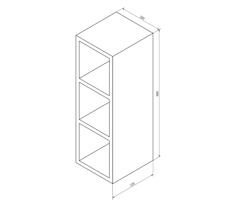 ESPACE otevřená policová skříňka 20x60x22cm, bílá ESC140-3030