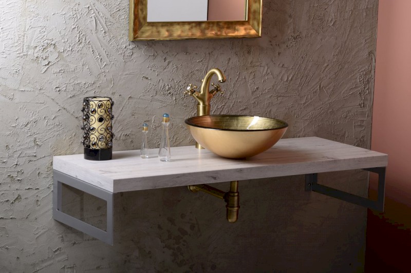 FIANNA skleněné umyvadlo na desku Ø 42cm, bronz 2501-21