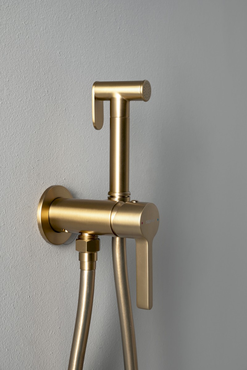 ICONIC podomítková bidetová baterie se Stop sprškou, kulatá, zlato mat AF040GB