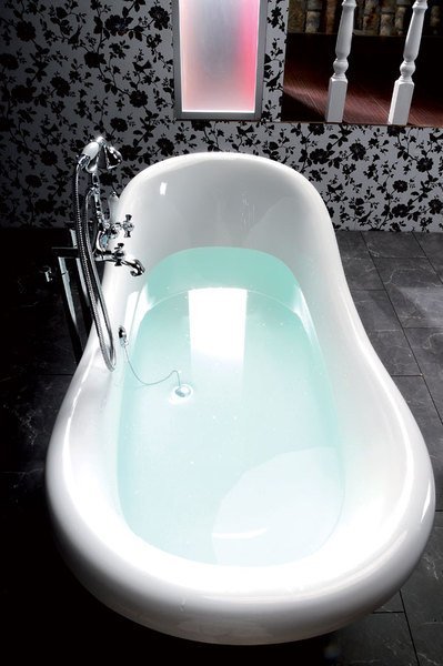 CHARLESTON volně stojící vana 188x83x69cm, nohy bílé, černá/bílá 72959