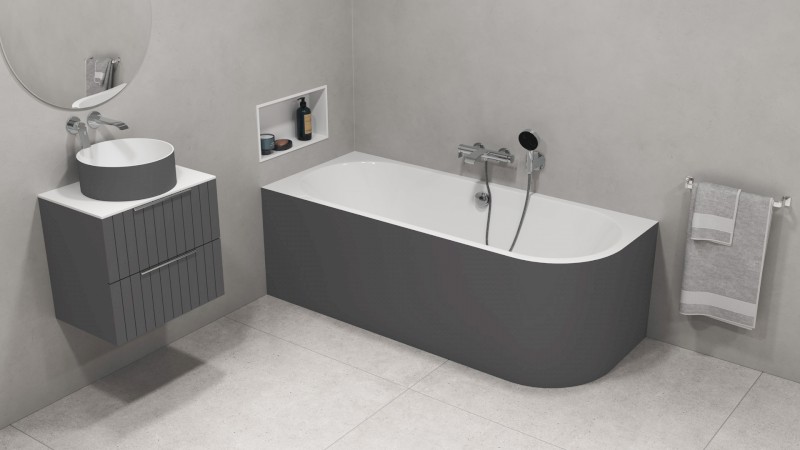 VIVA L MONOLITH asymetrická vana 170x75x60cm, bílá/carina 70119M.41