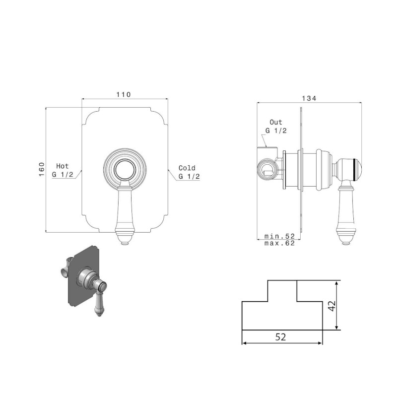 VIENNA podomítková sprchová baterie, 1 výstup, bronz VO041BR