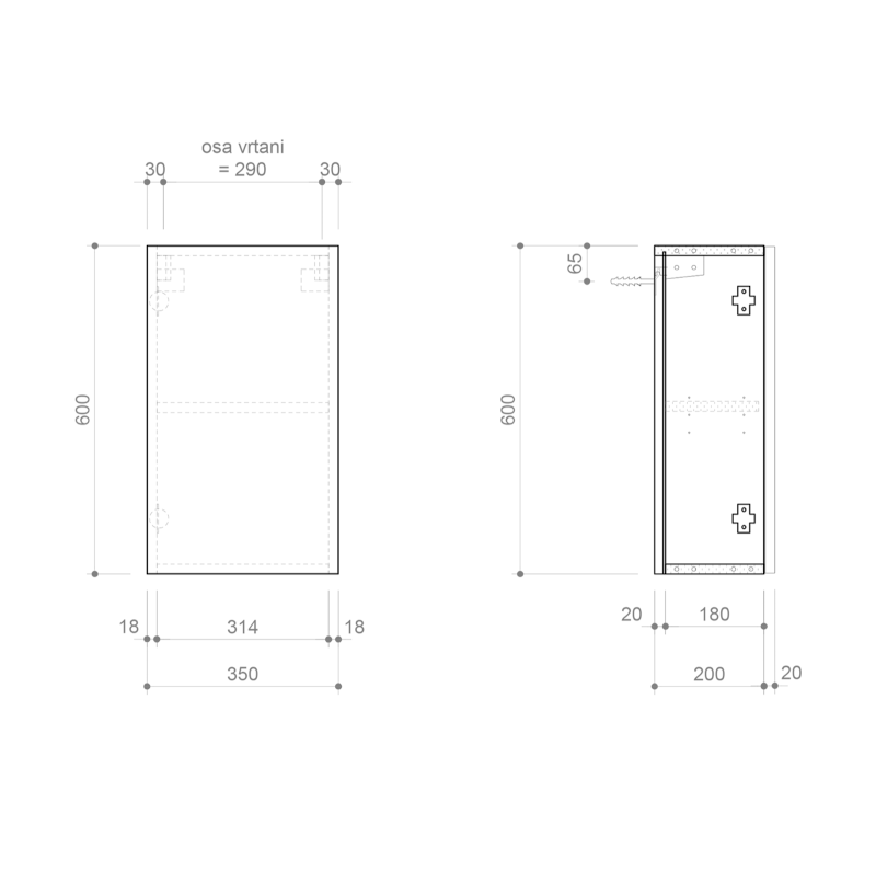 ESPACE skříňka 35x60x22cm, 1x dvířka, levá/pravá, dub alabama ESC430-2222