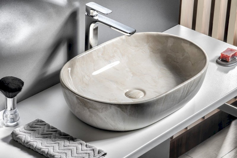 DALMA keramické umyvadlo na desku, 59x42cm, marfil MM427