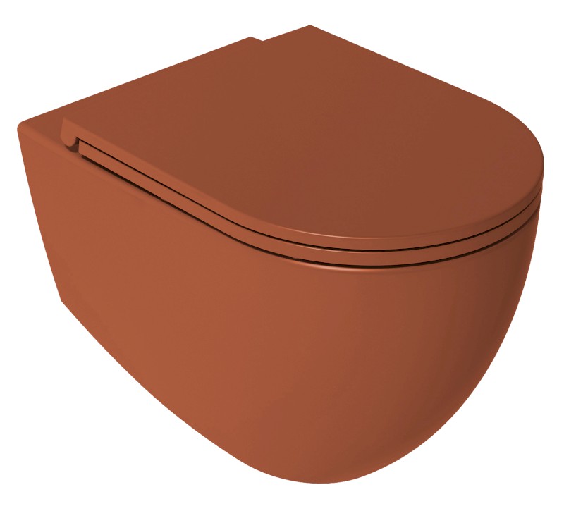 INFINITY závěsná WC mísa, Rimless, 36,5x53cm, terracotta 10NF02004-2U