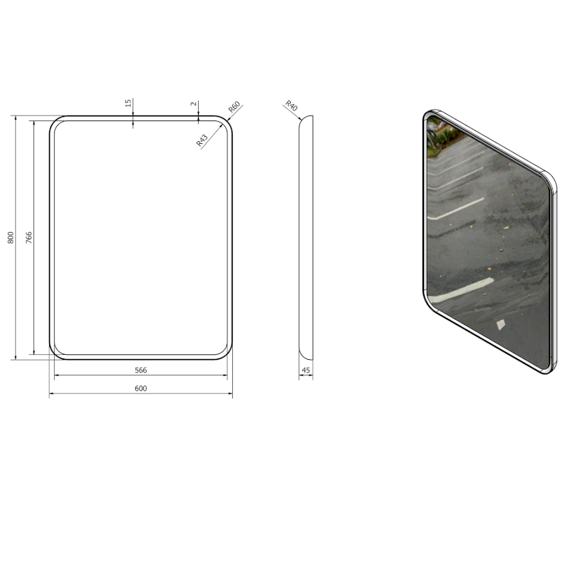 FLOAT zrcadlo s LED podsvícením 60x80cm, bílá 22572