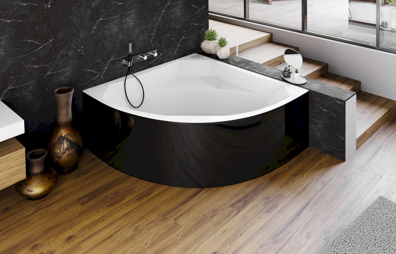 ROSANA MONOLITH rohová vana 136x136x63cm, bílá/černá 64119MB