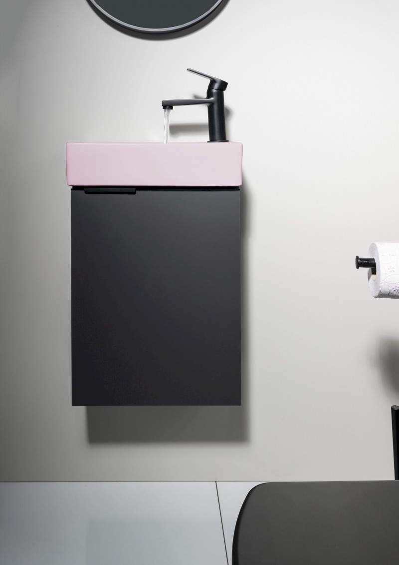 MARGITHA keramické umývátko 38x22cm, otvor pro baterii vpravo, růžová MGT38222