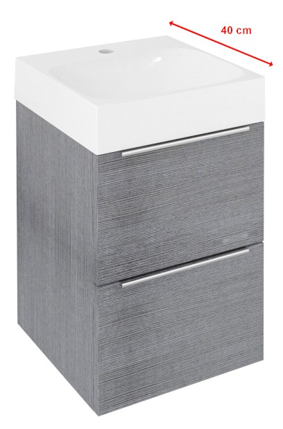 EMONA umyvadlová skříňka 39,4x55x39cm, dub stříbrný EM040-1111