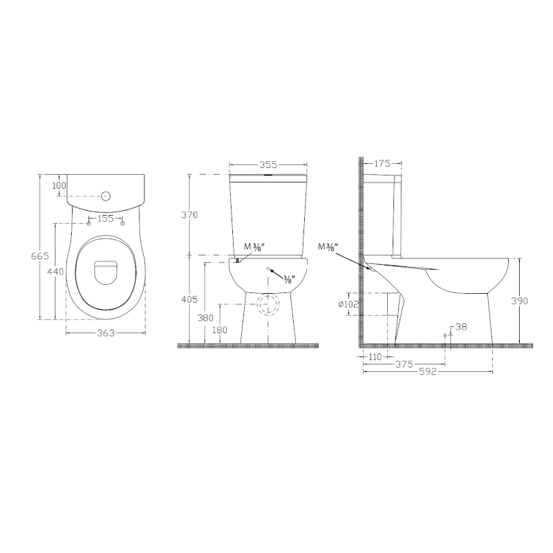 KAIRO CLEANWASH WC kombi s bidet. sprškou, zadní odpad, bílá PC106