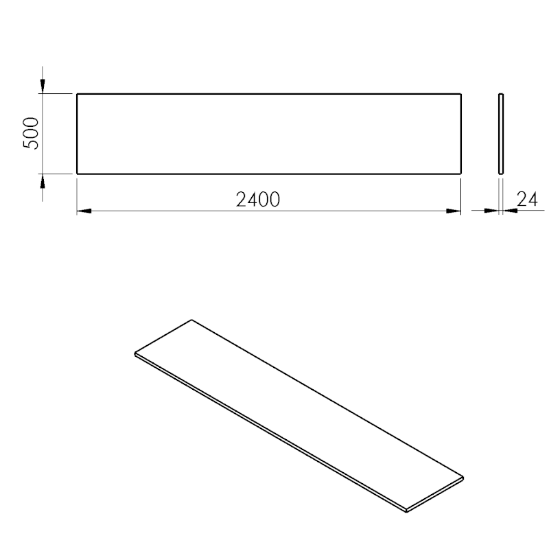 PLATO deska Rockstone 2400x24x500mm, bílá mat PL240-0101