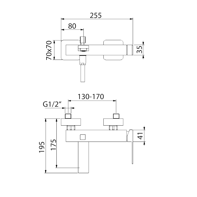 SPECTRE nástěnná vanová baterie, chrom 1102-70