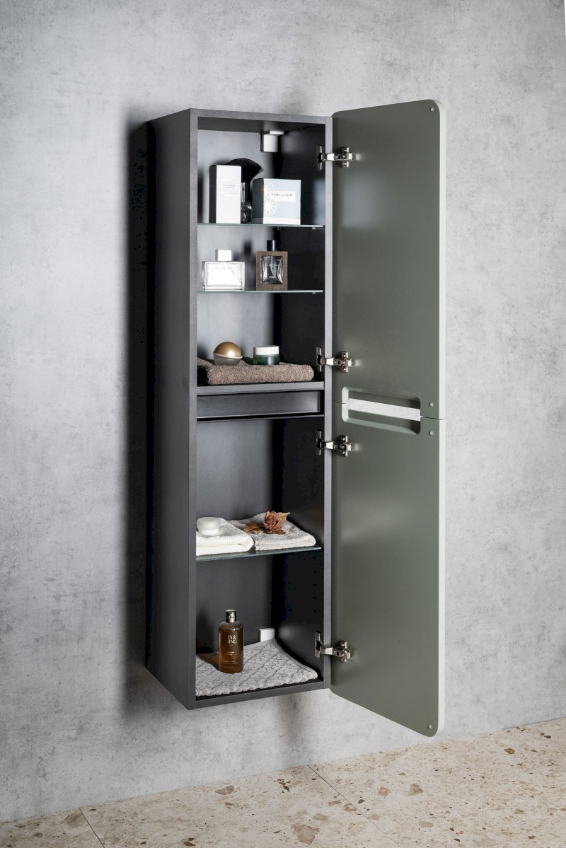 KERALA skříňka vysoká 38x143x32cm, 2x dvířka, levá/pravá, siena/antracit matný KR350-4234