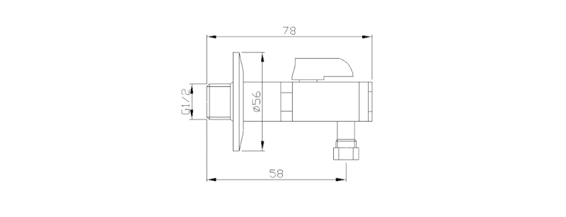 Rohový ventil s matkou, 1/2
