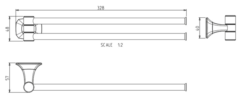 AIDA dvojitý držák ručníků otočný 320mm, chrom AI021