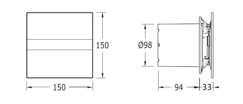 E-100 GSTH koupelnový ventilátor axiální s automatem,4W/8W,potrubí 100mm,stříbr 00900600
