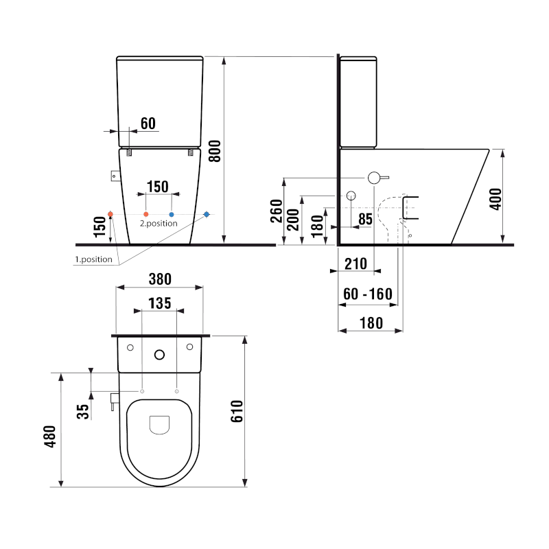 PACO CLEANWASH WC kombi, integrovaná baterie a bidet. sprška, spodní/zadní odpad, bílá PC1012RX