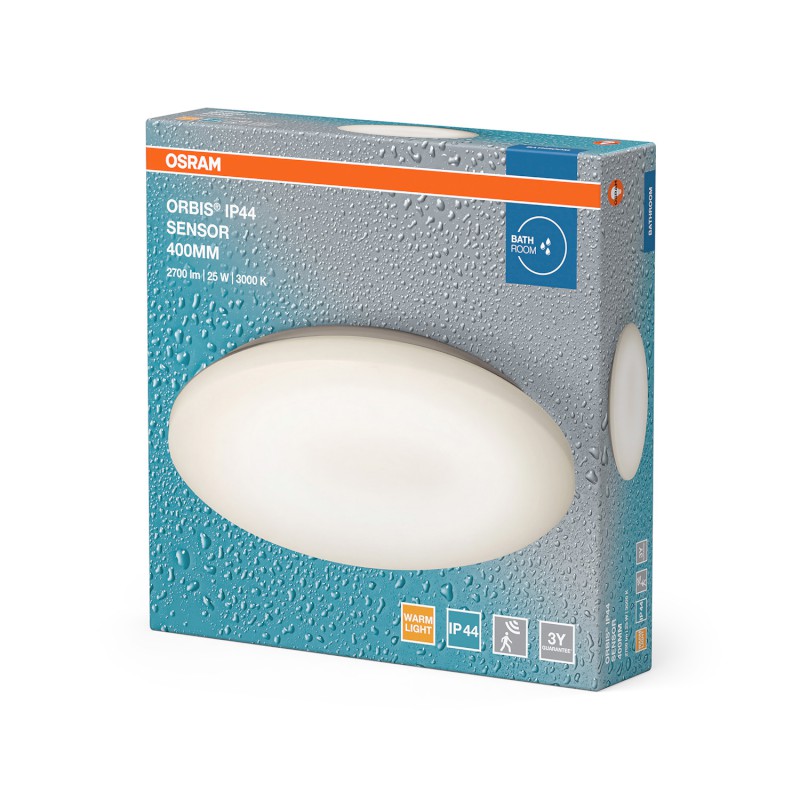 ORBIS koupelnové stropní svítidlo, ø 400mm, senzor, OSRAM,2700lm, 25W, IP44 AC36061022M
