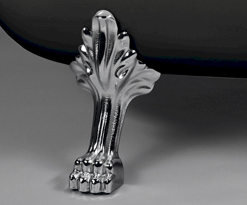 CHARLESTON volně stojící vana 188x83x69cm, nohy chrom mat, černá/bílá 72958