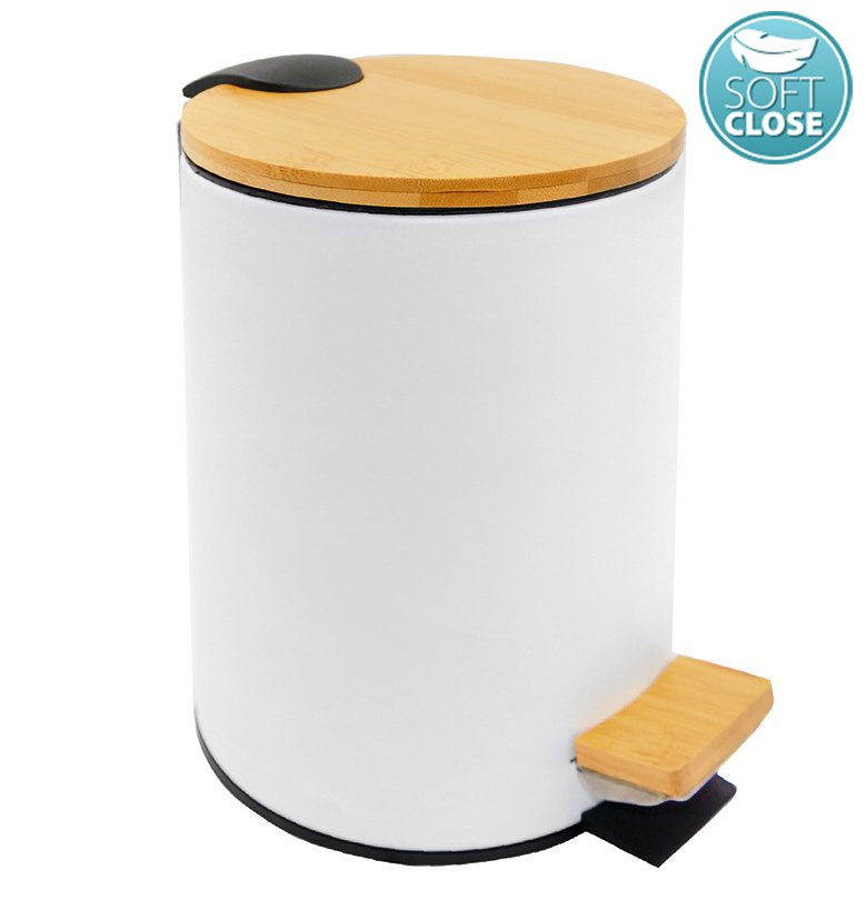 BAMBUS odpadkový koš kulatý 5l, Soft Close, bílá mat BI007