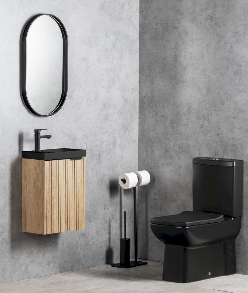 AGOS umývátko, litý mramor, 40x22cm, levé/pravé, černá mat AS400B