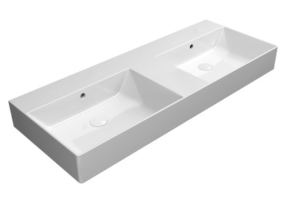 KUBE X keramické dvojumyvadlo 120x47cm, bez otvoru, bílá ExtraGlaze 9425011