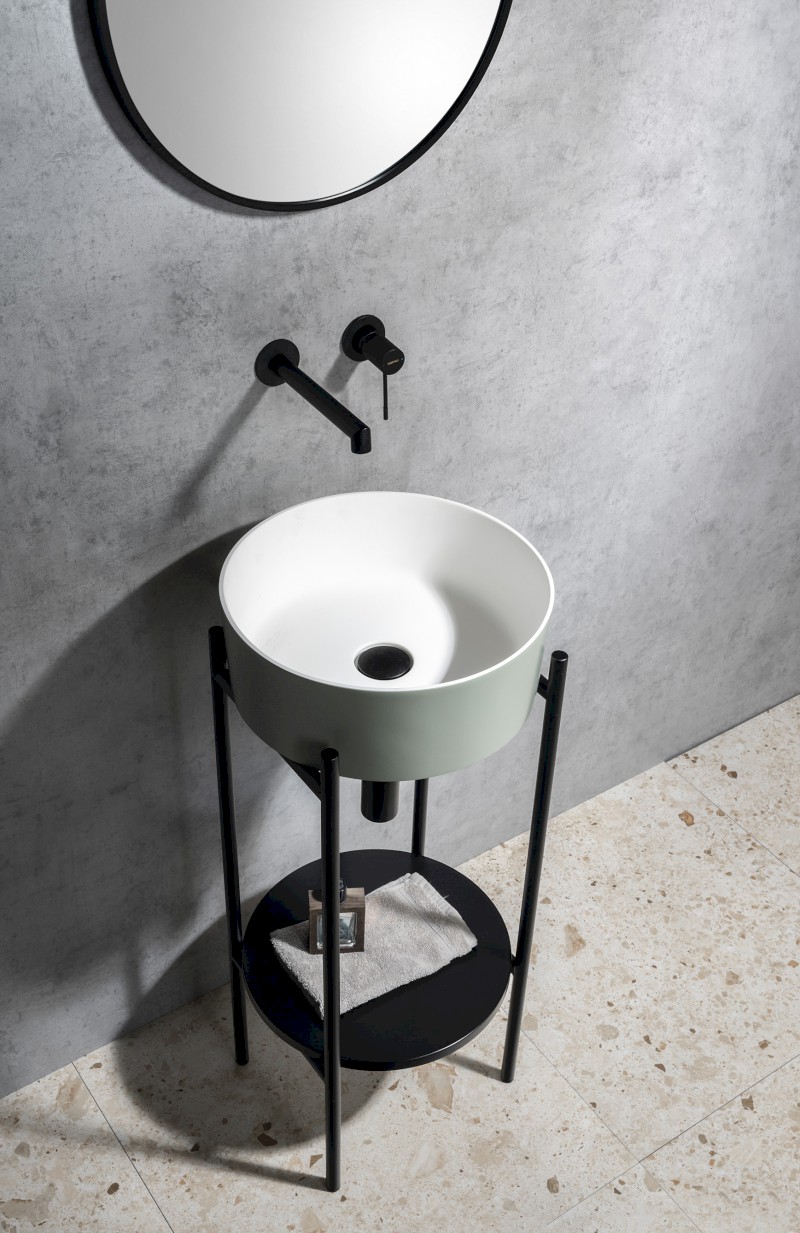 THIN umyvadlo na desku, Rockstone, Ø 38 cm, verde/bílá mat WN548-44