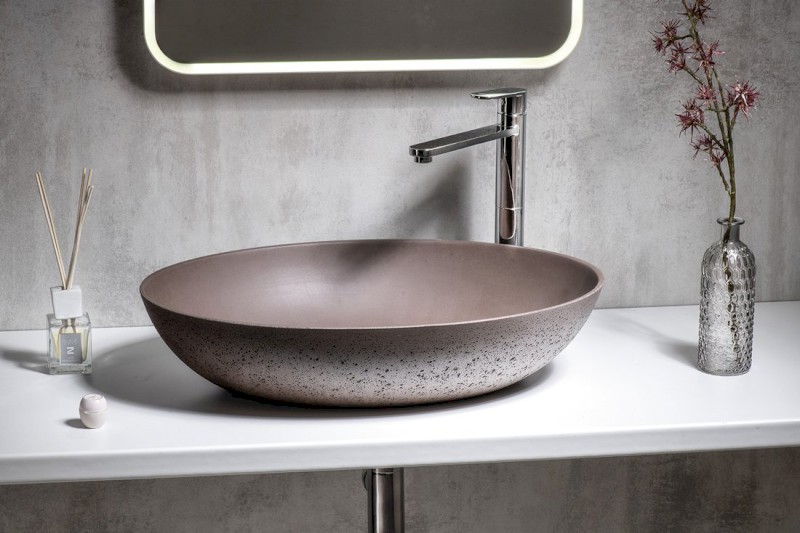 FORMIGO betonové umyvadlo na desku, 60x40cm, tmavě hnědá mat FG215