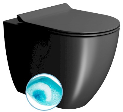 PURA WC mísa stojící, Swirlflush, 36x55cm, spodní/zadní odpad, černá dual-mat 889026