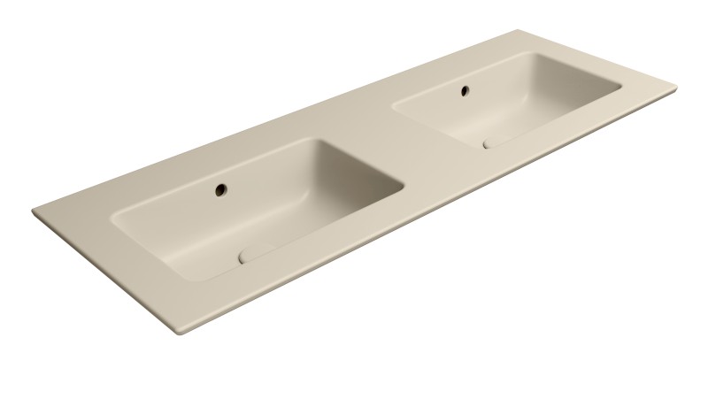 PURA keramické dvojumyvadlo Slim 122x46cm, bez otvoru, creta mat 8888008