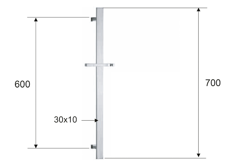 Sprchová tyč, posuvný držák, hranatá, 700 mm, černá mat SC415