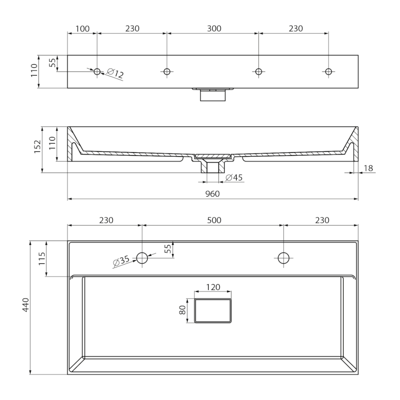 GODIVA dvojumyvadlo, litý mramor, 96x44cm, bílá GU096-2