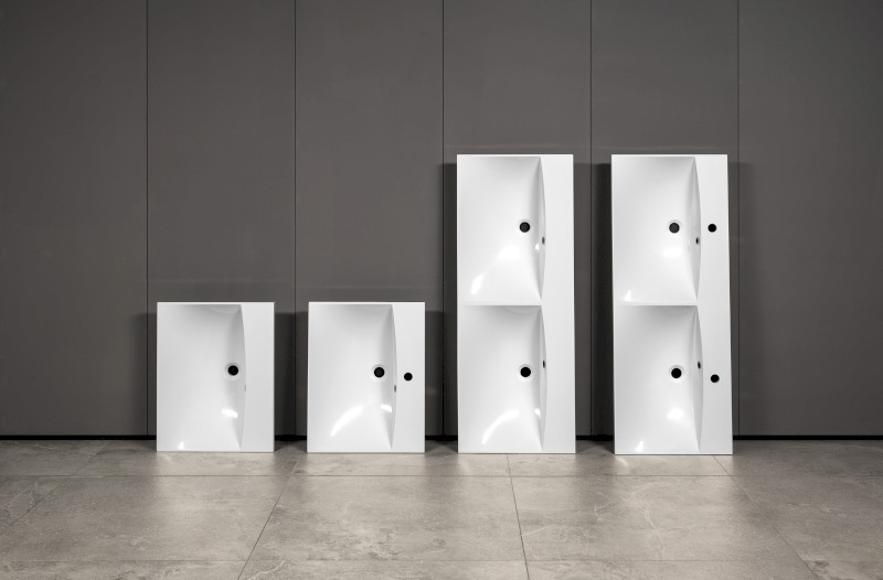 MARIA dvojumyvadlo, litý mramor, 120x46cm, bez otvoru, bílá MA120-0