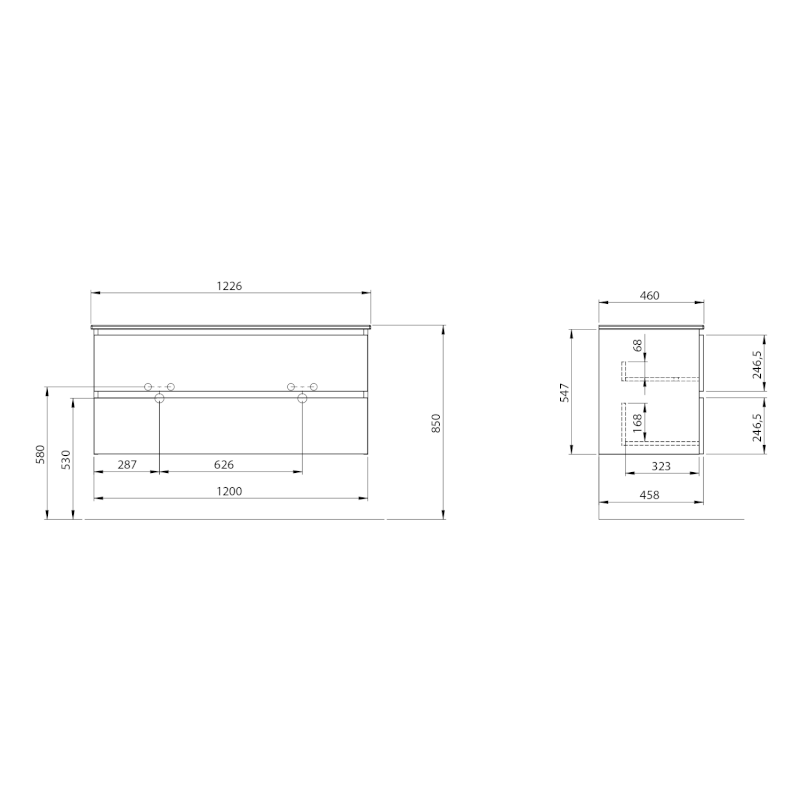 EZARA dvojumyvadlová skříňka 120x55x46cm, dub cuneo EZ121-2525