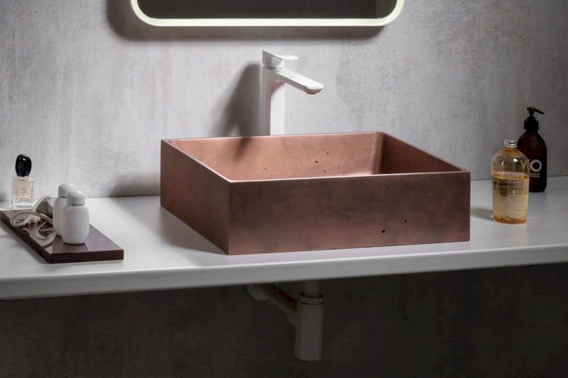 FORMIGO betonové umyvadlo na desku, 47,5x36,5cm, měď mat FG120