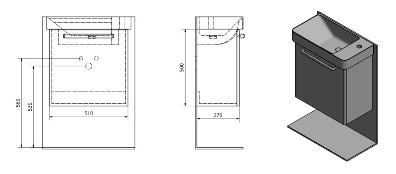 LATUS VIII umyvadlová skříňka 51x50x28cm, Borovice rustik LT080-1616