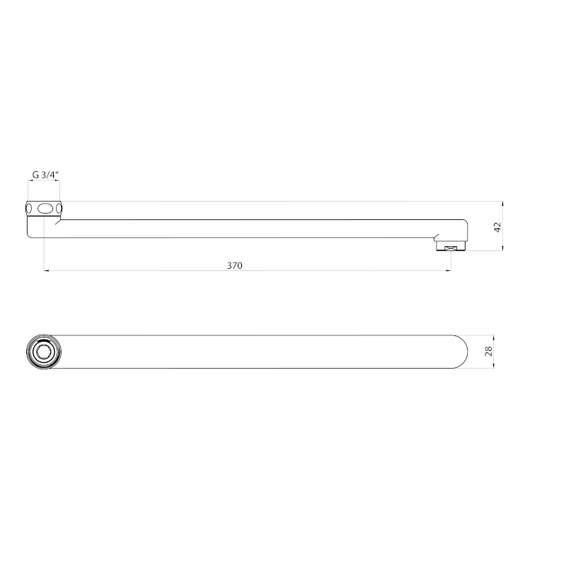 Výtokové ramínko k baterii, 370mm, ploché, chrom 43992