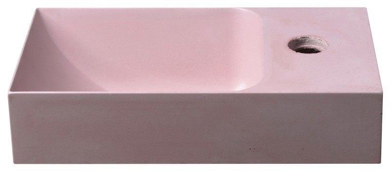PICCOLINO betonové umývátko 30,8x17cm, baterie vpravo, růžová mat PK30521