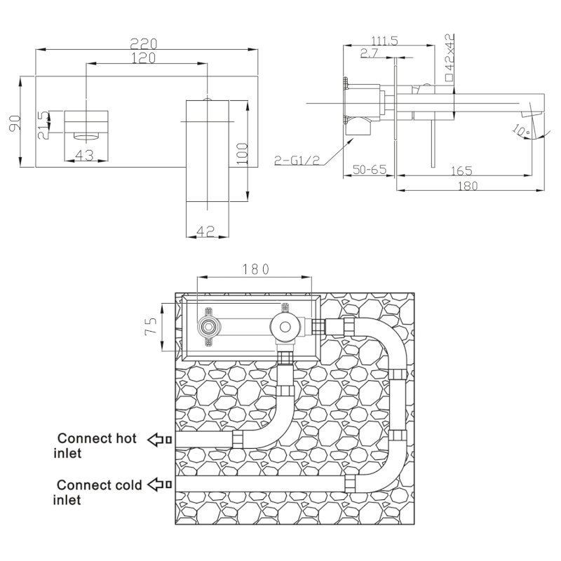 LATUS podomítková umyvadlová baterie, chrom 1102-58