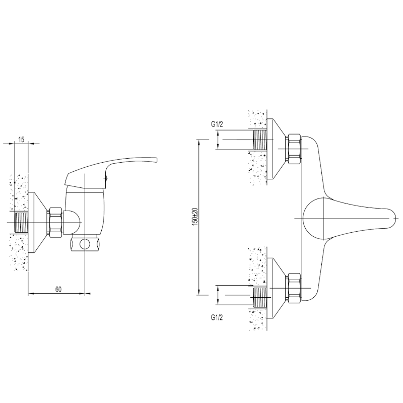 AQUALINE 35 nástěnná dřezová baterie 3/4
