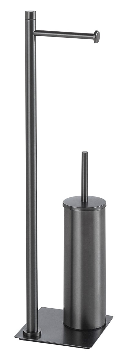 TRILLY stojan s držákem na toaletní papír a WC štětkou, hranatý, gun metal TR3281