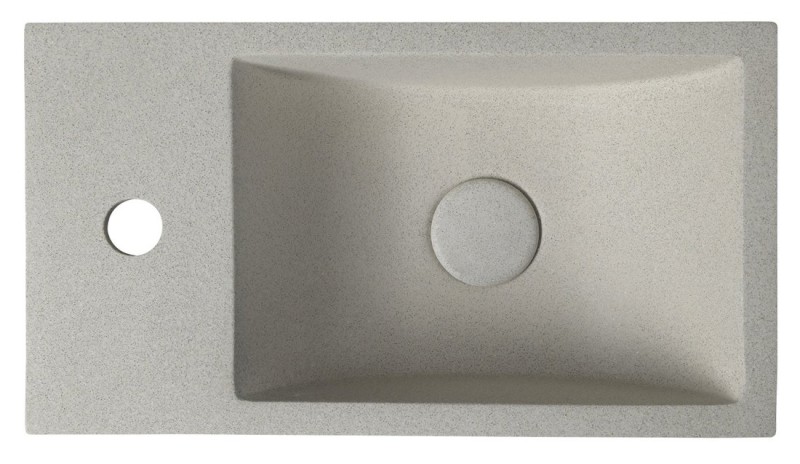 CREST L betonové umývátko, nástěnné, včetně výpusti, 40x22cm, bílý pískovec AR410