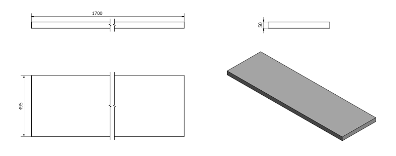 AVICE deska pod umyvadlo 170x50cm, tl.5cm, cement AV177