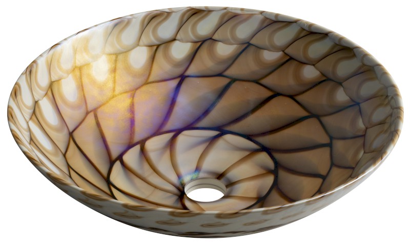 CARAIBI MURANO skleněné umyvadlo na desku, průměr 41cm, ivory/hnědá YM1236