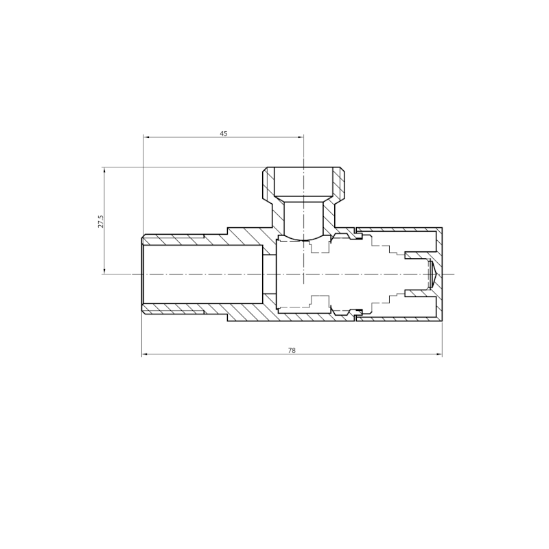 Rohový kulový ventil 1/2