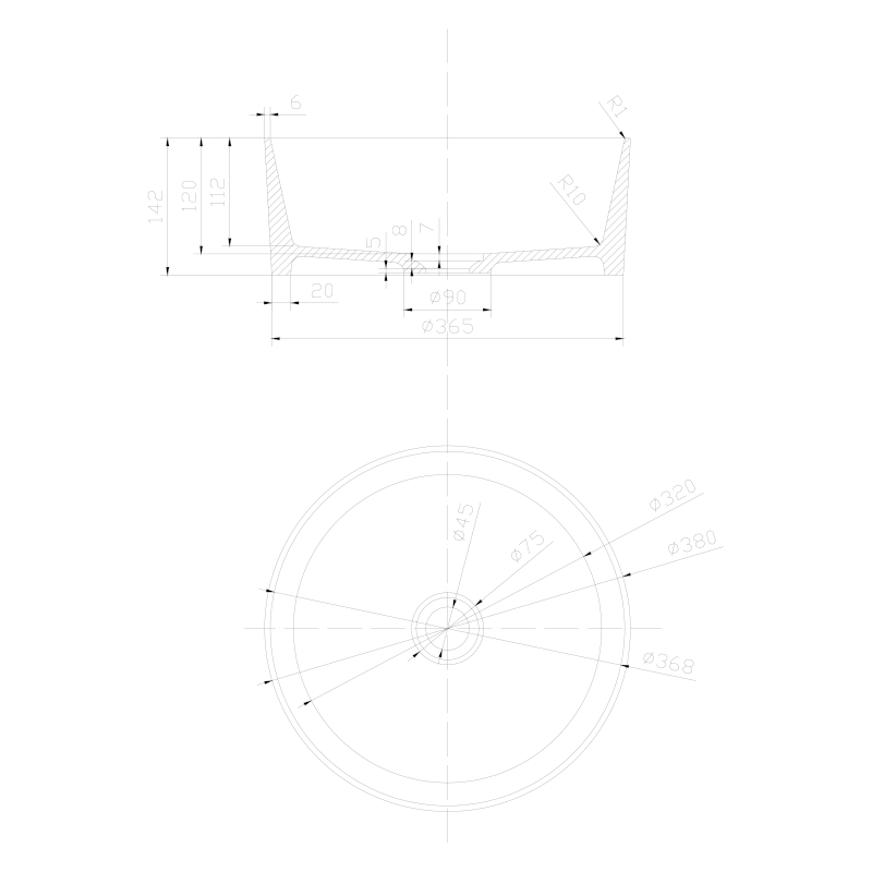 THIN umyvadlo na desku, Rockstone, Ø 38 cm, verde/bílá mat WN548-44