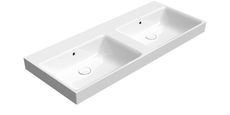 NUBES keramické dvojumyvadlo 120x50cm, bez otvoru, bílá ExtraGlaze 9625011