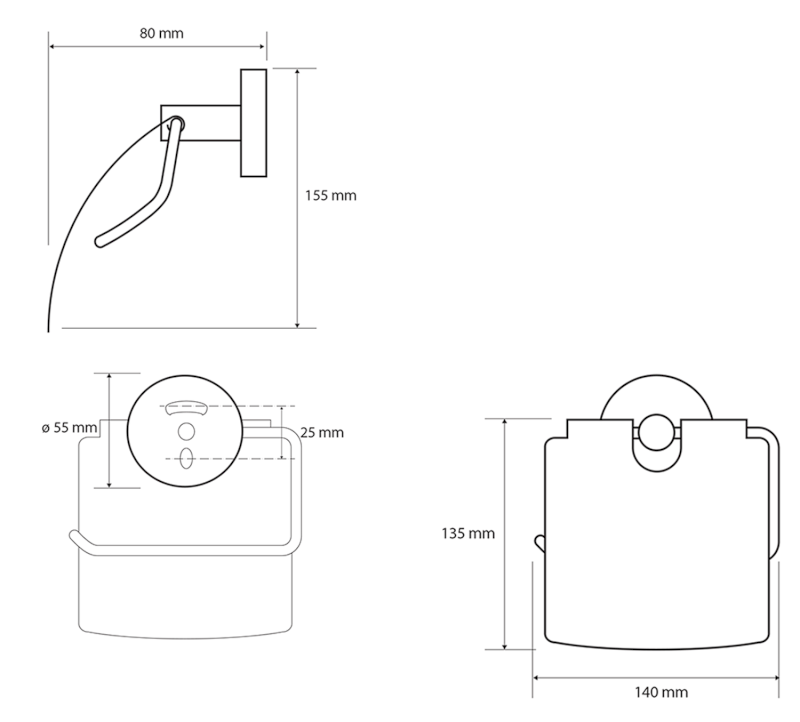 X-ROUND COPPER držák toaletního papíru s krytem, měď mat XR732PG