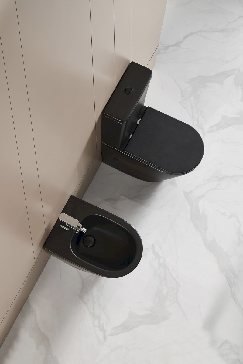 PACO WC kombi, Rimless, spodní/zadní odpad, černá mat PC1012WRB